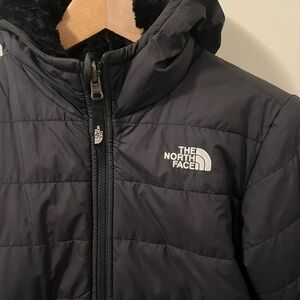 Girls 14/16 long reversible plush North Face winter jacket